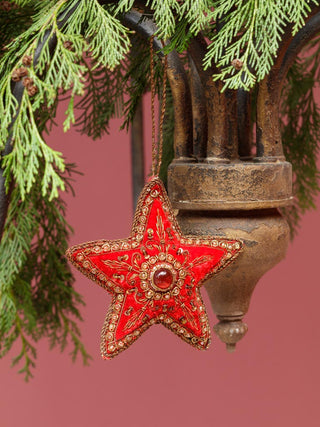 CHEHOMA - Embroidered Red Velvet Star