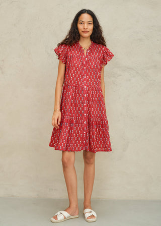M.A.B.E - Ari Print Frill Dress - Red