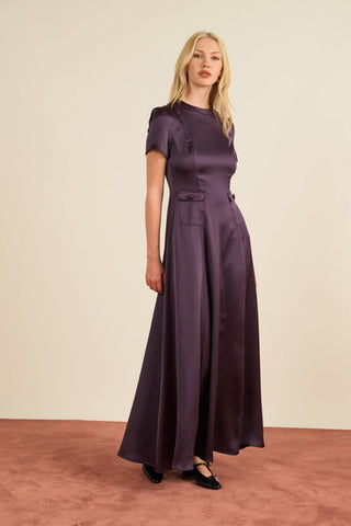 MARIA DE LA ORDEN - Albane Dress Short Sleeves - Plum