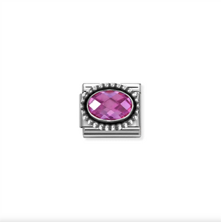 Nomination - Link Stone Faceted CZ Beaded Rich Setting 925 Silver FUCHSIA