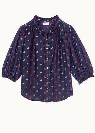 M.A.B.E - Auden Print Top - Navy