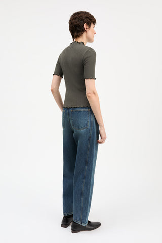 SKALL - Edie T-Neck Tee - Dark Green