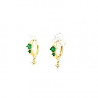 Rose Marie Paris - Hoop with Green Stone & Drop - Gold