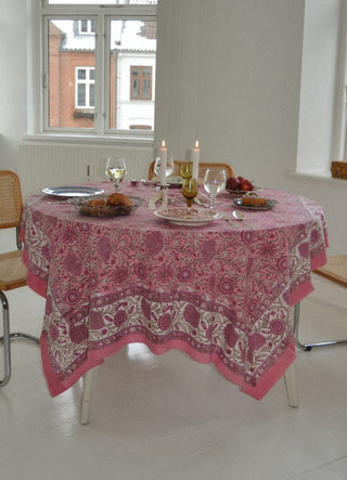 SISSEL EDELBO - Noor Block Print Tablecloth - Old Rose Flower