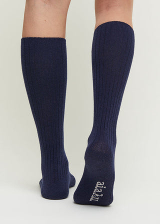 AIAYU - Cashmere Knee Socks - Navy