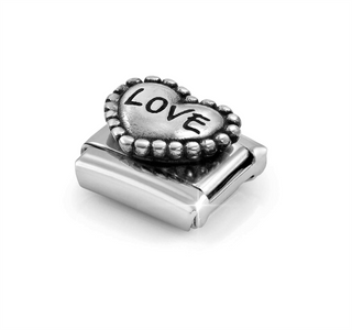 Nomination - Link composable OXIDIZED SYMBOLS steel 925 sterling silver LOVE DOTTED HEART