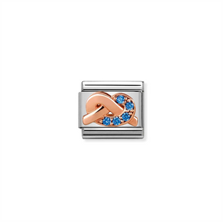 Nomination - Link CL SYMBOLS 9k rose gold cz LIGHT BLUE KNOT