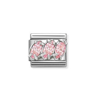 Nomination - Link CLASSIC steel cz 925 sterling silver PINK TRILOGY