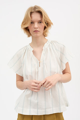 SKALL - Gabrielle Blouse - White/Navy Stripe
