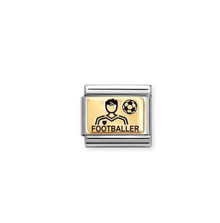Nomination - Link composable PLATES steel and 18k gold FOOTBALLER