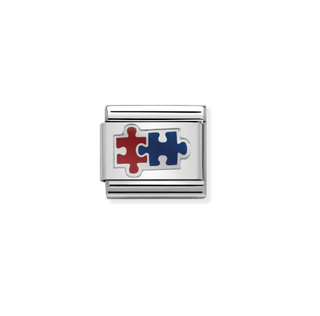 Nomination - Link CLASSIC SYMBOLS enamel and 925 sterling silver RED AND BLUE PUZZLE