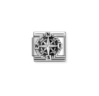 Nomination - Link CLASSIC oxidized symbols steel 925 sterling silver COMPASS