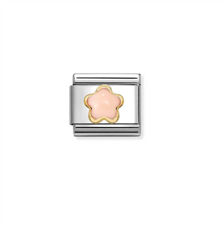 Nomination - Link CLASSIC FLOWERS stone steel 18k gold PINK CORAL