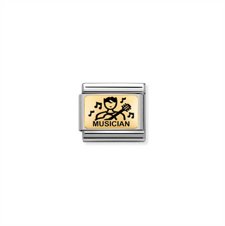 Nomination - Link composable PLATES steel and 18k gold  MUSICIAN