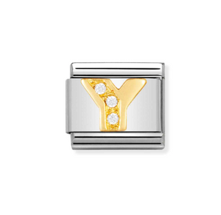Nomination - Link LETTERS 18k gold and cubic zirconia Y