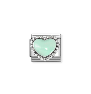 Nomination - Link SYMBOLS enamel and 925 sterling silver PASTEL GREEN RAISED HEART