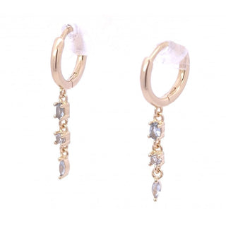 Rose Marie Paris - Hoop Dangling Blue Stones - Gold