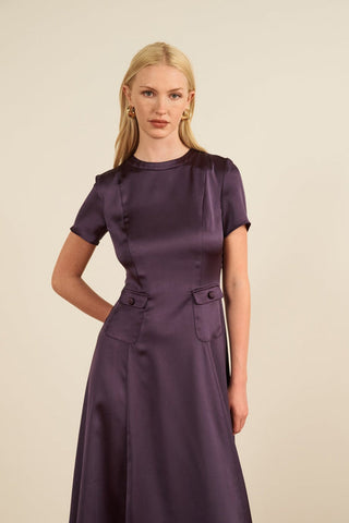 MARIA DE LA ORDEN - Albane Dress Short Sleeves - Plum