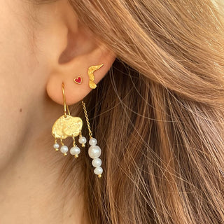 STINE A - Big Gold Splash Earring - Elegant Pearls Single