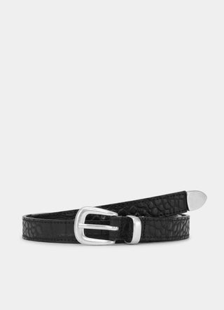 YORI JOMO - Western Belt - Croco Black