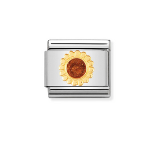 Nomination - Link NATURE enamel and 18k gold SUNFLOWER