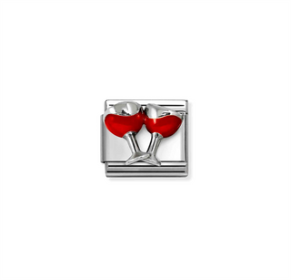 Nomination - Link CLASSIC stainless steel 925 sterling silver RED WINE GLASSES