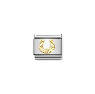 Nomination - Link composable SYMBOLS steel and 18k old DIAMOND COATED HORSESHOE
