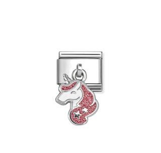 Nomination - Link CHARMS steel 925 sterling silver enamel NEW PINK WHITE UNICORN