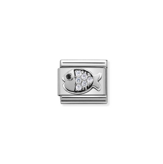 Nomination - Link SYMBOLS cubic zirconia 925 sterling silver FISH WITH WHITE CZ