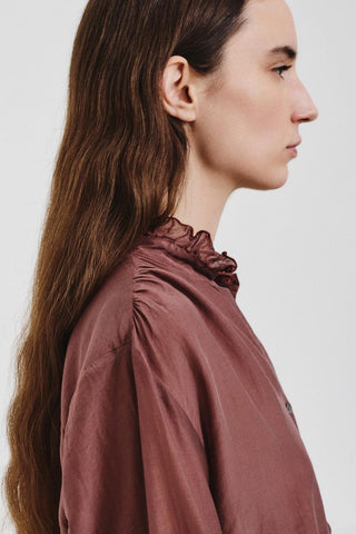 POMANDÈRE - Silk and Cotton Voile Ruffled Shirt - Mauve