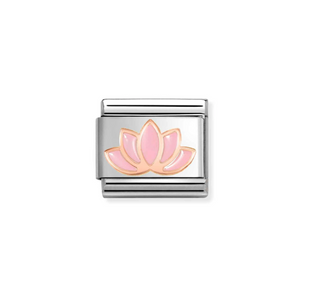 Nomination - Link SYMBOLS enamel and 9k rose gold PINK LOTUS FLOWER