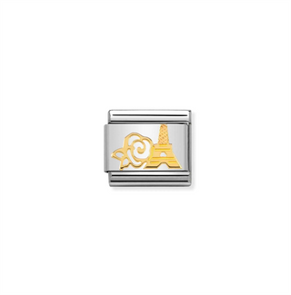 Nomination - Link CLASSIC steel 18k gold ROSE EIFFEL TOWER