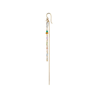 STINE A - Petit Gemstones & Baroque Pearl Earring W/Long Chain - Sorbet Mix Single