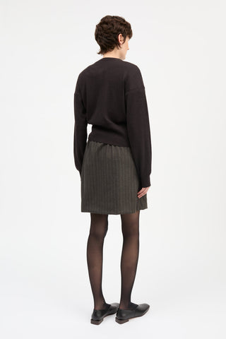 SKALL - Marcella Skirt - Brown/Black Pinstripe