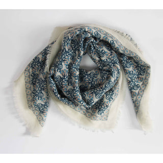 LES BELLES VAGABONDES - Carré Wool Poème - Bleu