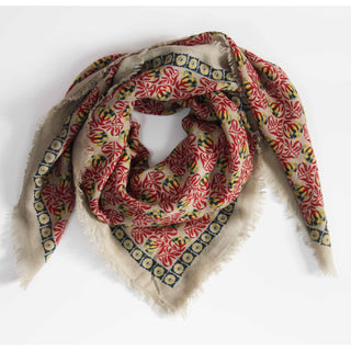 LES BELLES VAGABONDES - Carré Wool Poème - Rouge