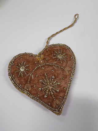CHEHOMA - Embroidered Hearts with Stars - Golden Brown