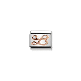 Nomination - Link LETTERS zircon 9k rose gold L