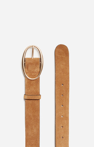 VANESSA BRUNO - Iris Velvet Buckle Belt Oval - Miel