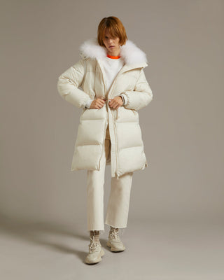 YVES SALOMON - Long Down Coat Lambswool - Limestone