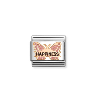 Nomination - Link SYMBOLS steel enamel 9k rose gold PINK BUTTERFLY HAPPINESS