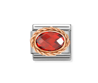 Nomination - Link OVAL FACETED 9k rose gold RED