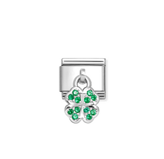 Nomination - Link CHARMS 925 sterling silver GREEN FOUR-LEAF CLOVER