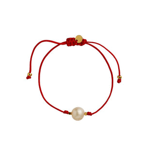 STINE A - Big Pearl Berrie Bracelet - Red Ribbon