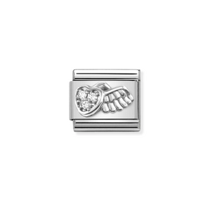 Nomination - Link SYMBOLS 925 sterling silver and zirconia WINGED HEART PROFILE