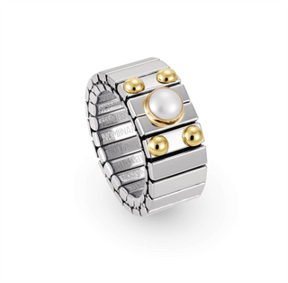 Nomination - Extension stretch RING steel 18k gold WHITE PEARL