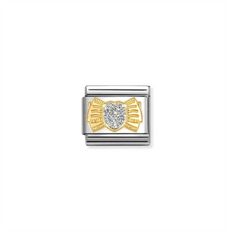 Nomination - Link CLASSIC steel 18k gold GLITTER HEART BOW