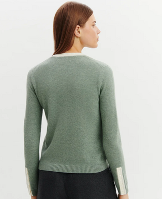 BOMPARD - Contrasted Details Cardigan - Vert De Gris/Naturel