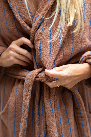 BONGUSTA - Naram Bathrobe - Camel & Ultramarine