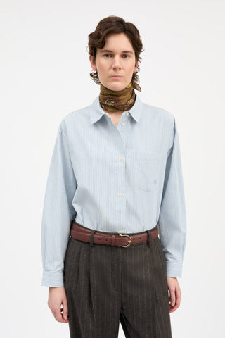 SKALL - Edgar Shirt Oxford - Light Blue/White Stripe